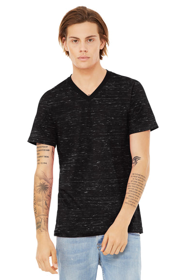 Bella + Canvas BC3655/3655C Mens Textured Jersey Short Sleeve V-Neck T-Shirt Black Marble Model Front