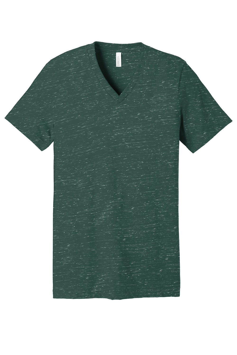 Bella + Canvas BC3655/3655C Mens Textured Jersey Short Sleeve V-Neck T-Shirt Forest Green Marble Flat Front