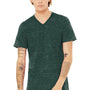 Bella + Canvas Mens Textured Jersey Short Sleeve V-Neck T-Shirt - Forest Green Marble