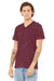 Bella + Canvas BC3655/3655C Mens Textured Jersey Short Sleeve V-Neck T-Shirt Maroon Marble Model 3Q