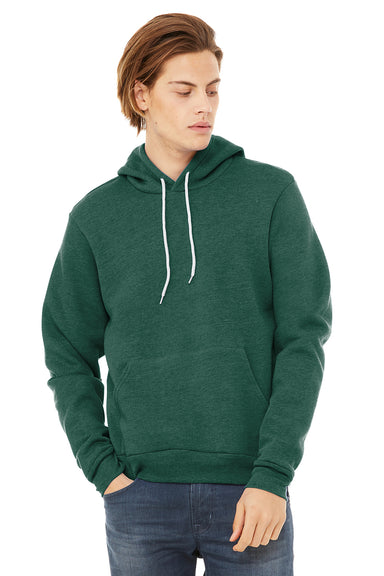 Bella + Canvas BC3719/3719 Mens Sponge Fleece Hooded Sweatshirt Hoodie w/ Pouch Pocket Heather Forest Green Model Front