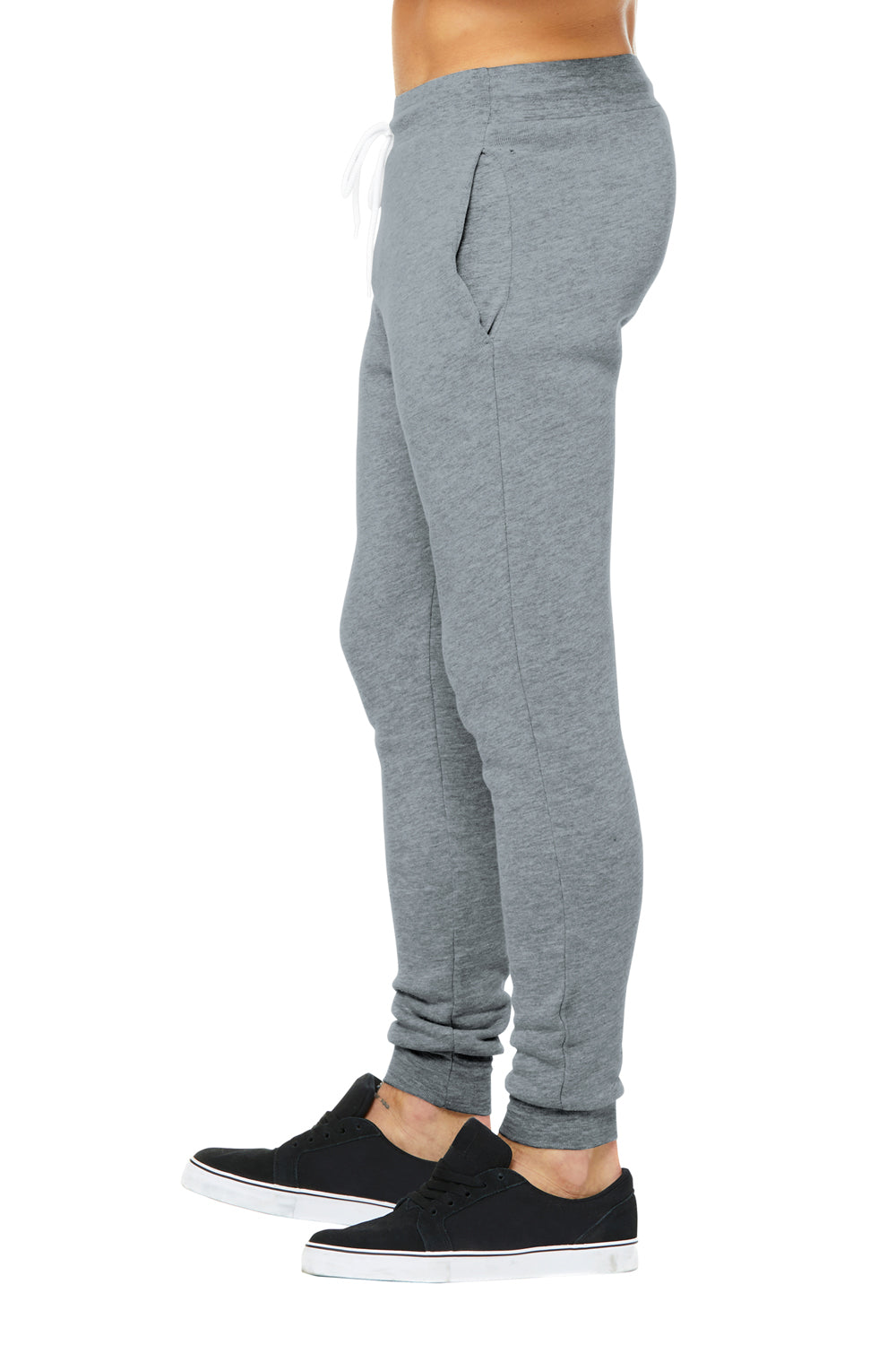 Bella + Canvas BC3727 Mens Jogger Sweatpants w/ Pockets Heather Grey Model Side
