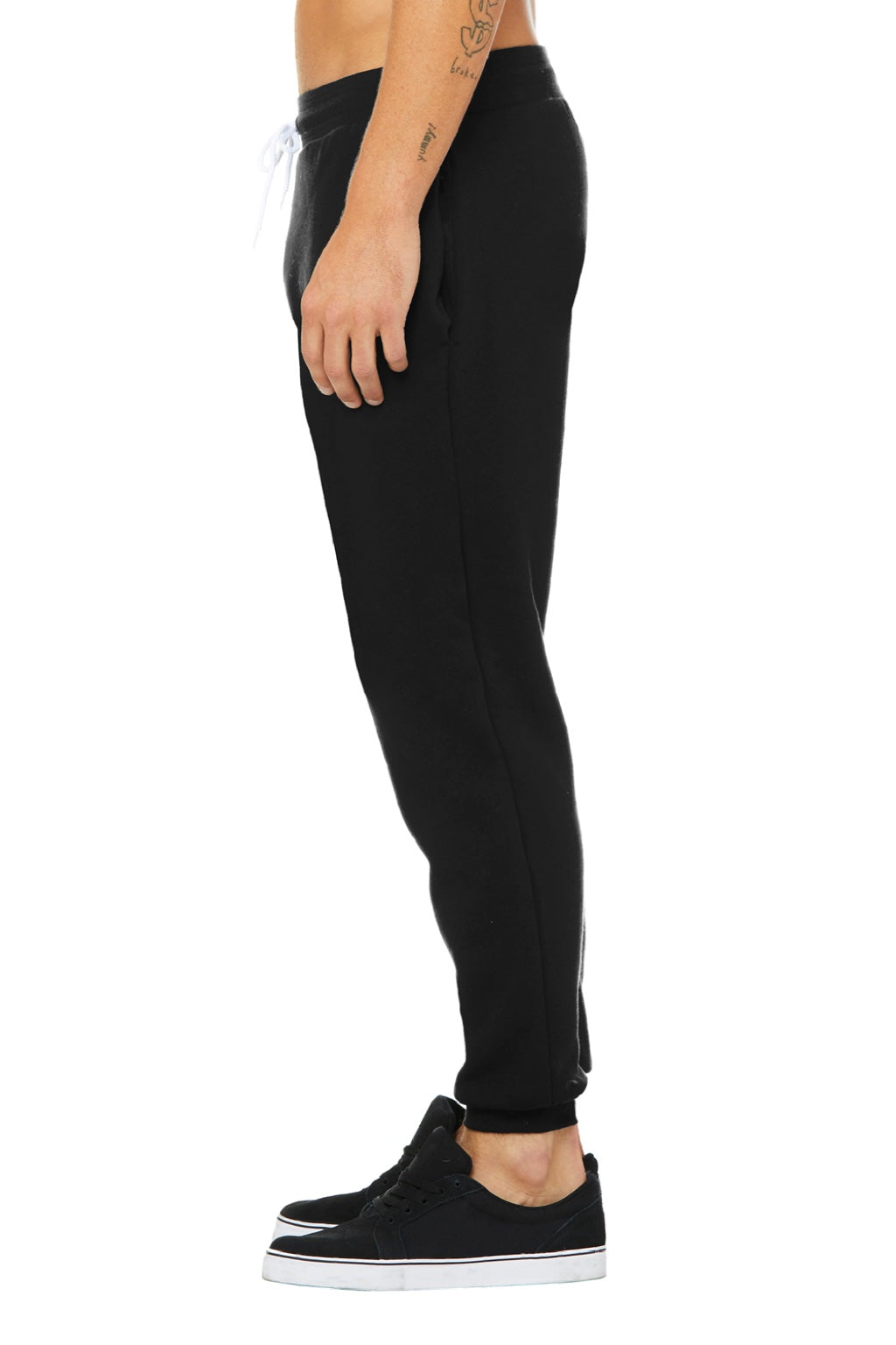 Bella + Canvas BC3727/3727 Mens Jogger Sweatpants w/ Pockets Black Model Side
