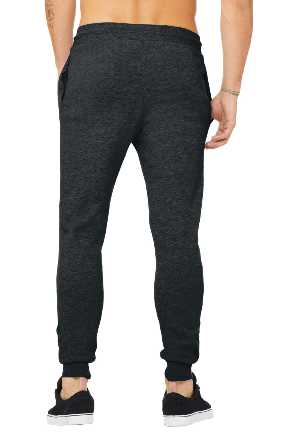 Bella + Canvas BC3727/3727 Mens Jogger Sweatpants w/ Pockets Heather Dark Grey Model Back
