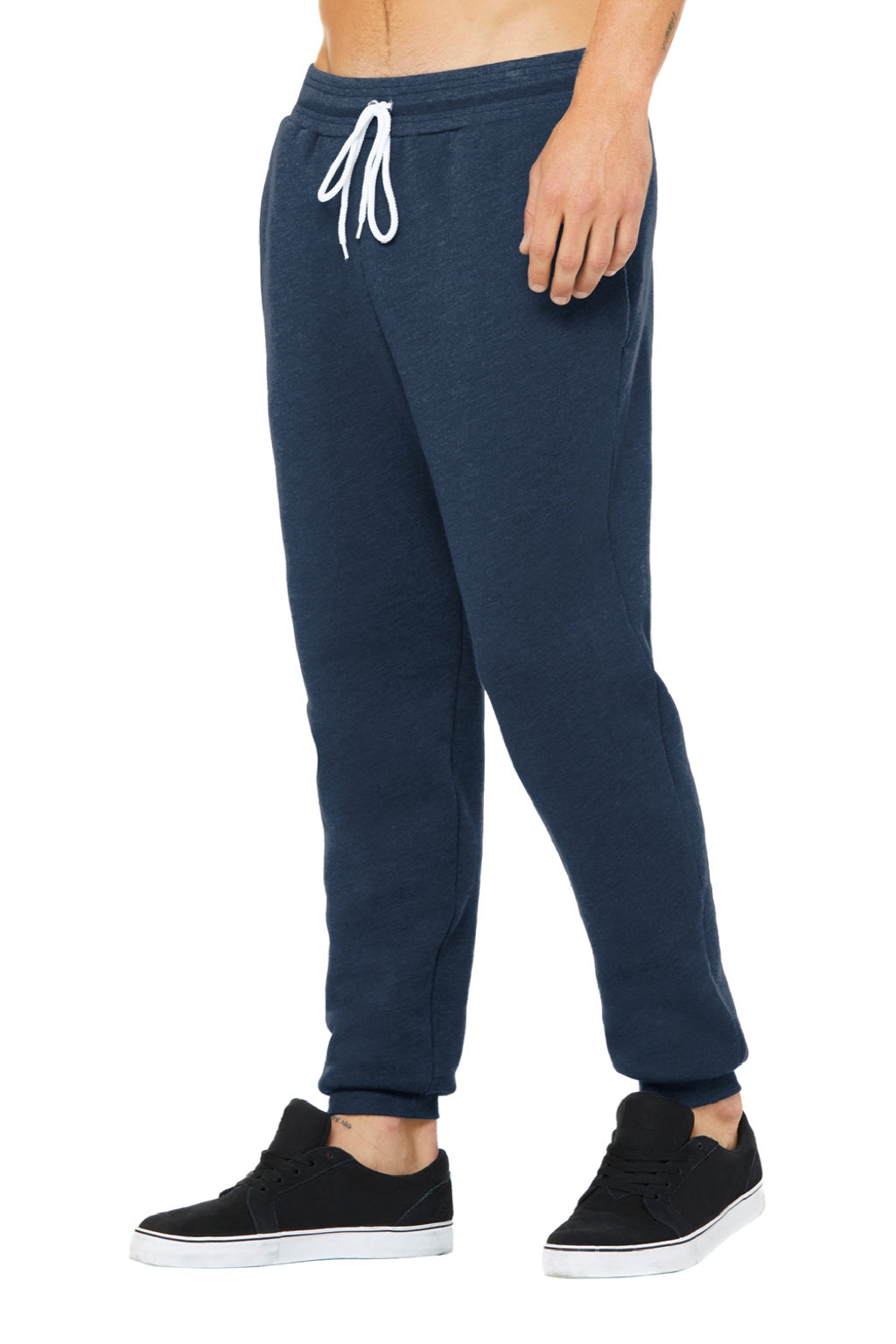 Bella + Canvas BC3727/3727 Mens Jogger Sweatpants w/ Pockets Heather Navy Blue Model 3Q