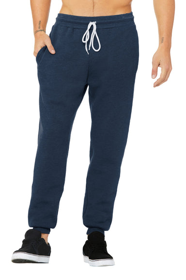 Bella + Canvas BC3727/3727 Mens Jogger Sweatpants w/ Pockets Heather Navy Blue Model Front