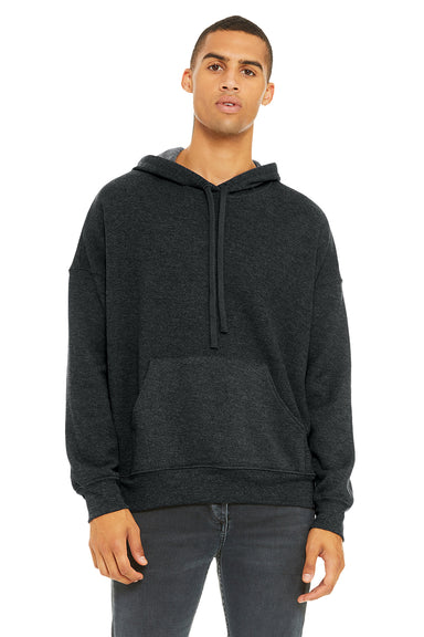 Bella + Canvas BC3729/3729 Mens Sponge Fleece Hooded Sweatshirt Hoodie w/ Pouch Pocket Heather Dark Grey Model Front