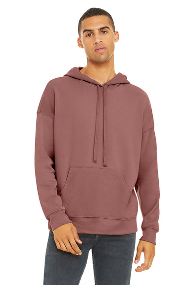 Bella + Canvas BC3729/3729 Mens Sponge Fleece Hooded Sweatshirt Hoodie w/ Pouch Pocket Mauve Model Front