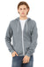 Bella + Canvas BC3739/3739 Mens Fleece Full Zip Hooded Sweatshirt Hoodie Heather Grey Model Front