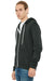 Bella + Canvas BC3739/3739 Mens Fleece Full Zip Hooded Sweatshirt Hoodie Dark Grey Model 3Q