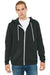 Bella + Canvas BC3739/3739 Mens Fleece Full Zip Hooded Sweatshirt Hoodie w/ Pockets DTG Dark Grey Model Front