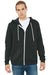 Bella + Canvas BC3739/3739 Mens Fleece Full Zip Hooded Sweatshirt Hoodie Dark Grey Model Front