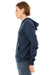Bella + Canvas BC3739/3739 Mens Fleece Full Zip Hooded Sweatshirt Hoodie Heather Navy Blue Model Side
