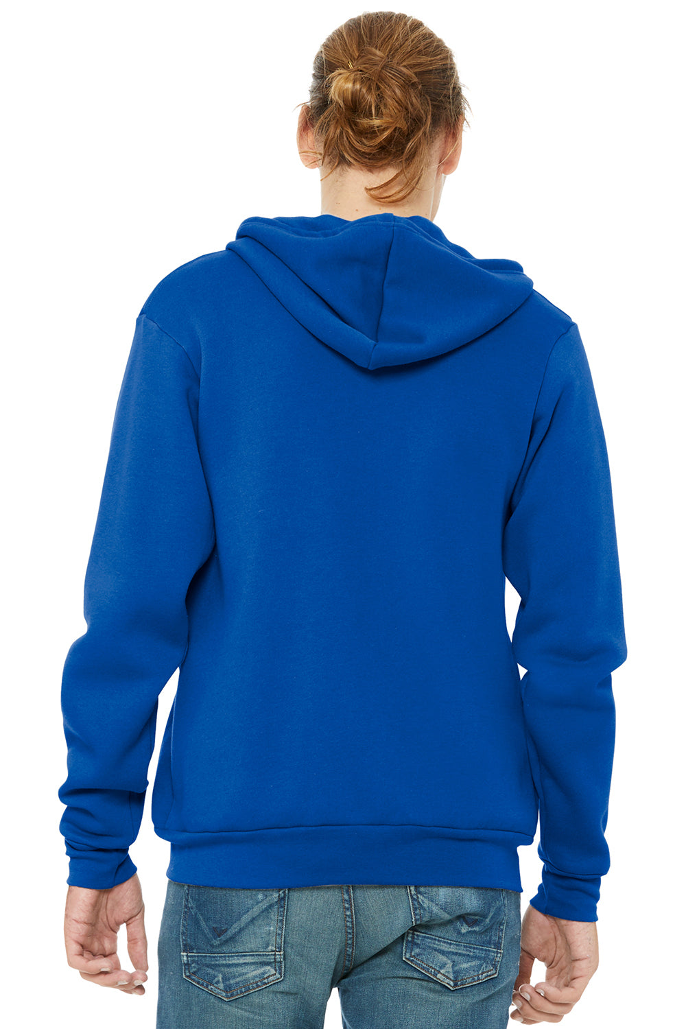 Bella + Canvas BC3739/3739 Mens Fleece Full Zip Hooded Sweatshirt Hoodie True Royal Blue Model Back