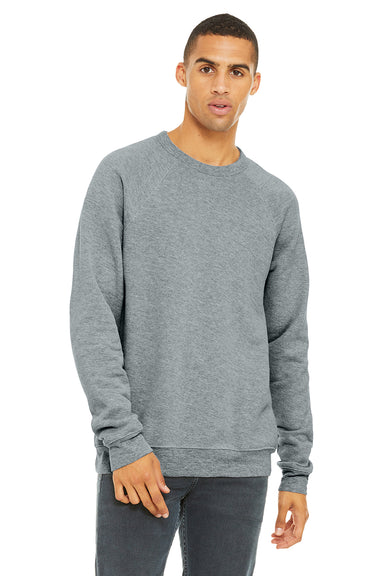 Bella + Canvas BC3901/3901 Mens Sponge Fleece Crewneck Sweatshirt Heather Grey Model Front