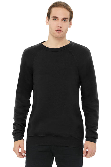 Bella + Canvas BC3901/3901 Mens Sponge Fleece Crewneck Sweatshirt Black Model Front