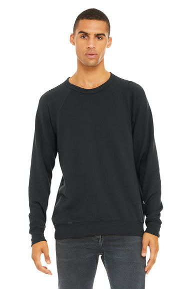 Bella + Canvas BC3901/3901 Mens Sponge Fleece Crewneck Sweatshirt Dark Grey Model Front