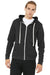 Bella + Canvas BC3909/3909 Mens Sponge Fleece Full Zip Hooded Sweatshirt Hoodie Charcoal Black Model Front