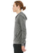 Bella + Canvas BC3939/3939 Mens Full Zip Long Sleeve Hooded T-Shirt Hoodie Grey Model Side