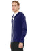 Bella + Canvas BC3939/3939 Mens Full Zip Long Sleeve Hooded T-Shirt Hoodie Navy Blue Model 3Q