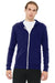 Bella + Canvas BC3939/3939 Mens Full Zip Long Sleeve Hooded T-Shirt Hoodie Navy Blue Model Front