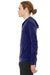 Bella + Canvas BC3939/3939 Mens Full Zip Long Sleeve Hooded T-Shirt Hoodie Navy Blue Model Side