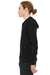 Bella + Canvas BC3939/3939 Mens Full Zip Long Sleeve Hooded T-Shirt Hoodie Solid Black Model Side