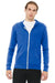 Bella + Canvas BC3939/3939 Mens Full Zip Long Sleeve Hooded T-Shirt Hoodie True Royal Blue Model Front