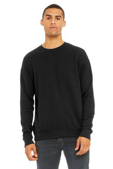 Bella + Canvas BC3945/3945 Mens Fleece Crewneck Sweatshirt Black Model Front