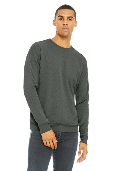 Bella + Canvas BC3945/3945 Mens Fleece Crewneck Sweatshirt Heather Deep Grey Model Front
