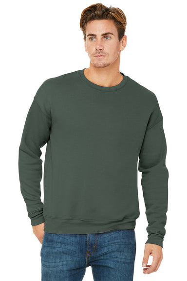 Bella + Canvas BC3945/3945 Mens Fleece Crewneck Sweatshirt Military Green Model Front