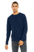 Bella + Canvas BC3945/3945 Mens Fleece Crewneck Sweatshirt Navy Blue Model Front