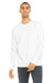 Bella + Canvas BC3945/3945 Mens Fleece Crewneck Sweatshirt White Model Front