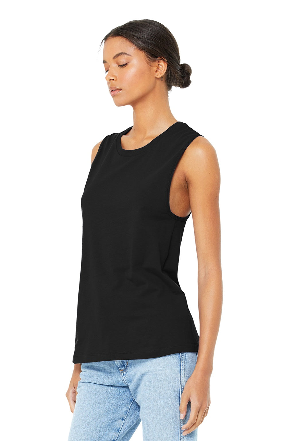Bella + Canvas BC6003/6003 Womens Jersey Muscle Tank Top Black Model 3Q