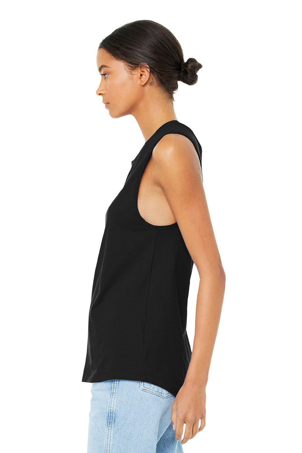 Bella + Canvas BC6003/6003 Womens Jersey Muscle Tank Top Black Model Side