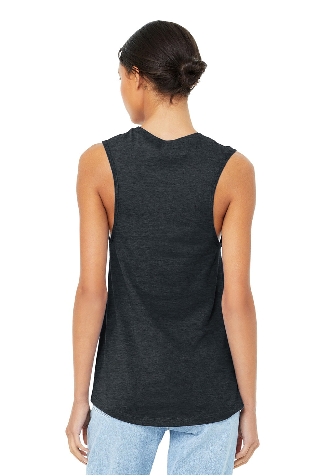 Bella + Canvas BC6003/6003 Womens Jersey Muscle Tank Top Heather Dark Grey Model Back