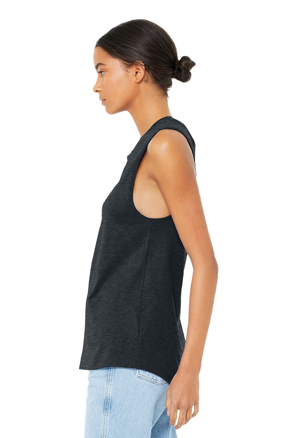 Bella + Canvas BC6003/6003 Womens Jersey Muscle Tank Top Heather Dark Grey Model Side