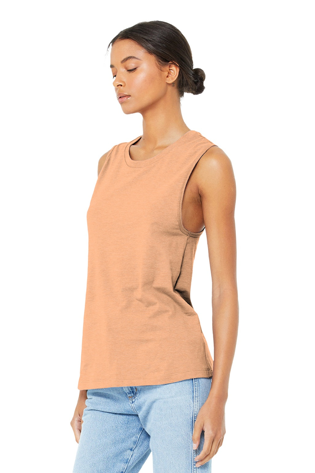 Bella + Canvas BC6003/6003 Womens Jersey Muscle Tank Top Heather Peach Model 3Q