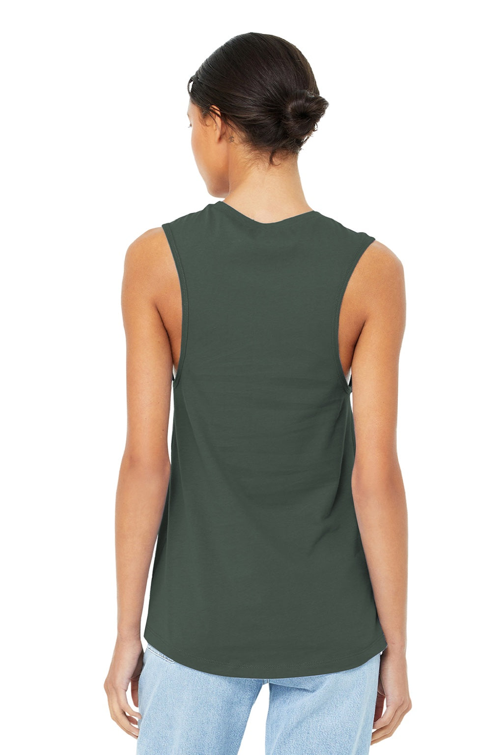 Bella + Canvas BC6003/6003 Womens Jersey Muscle Tank Top Military Green Model Back