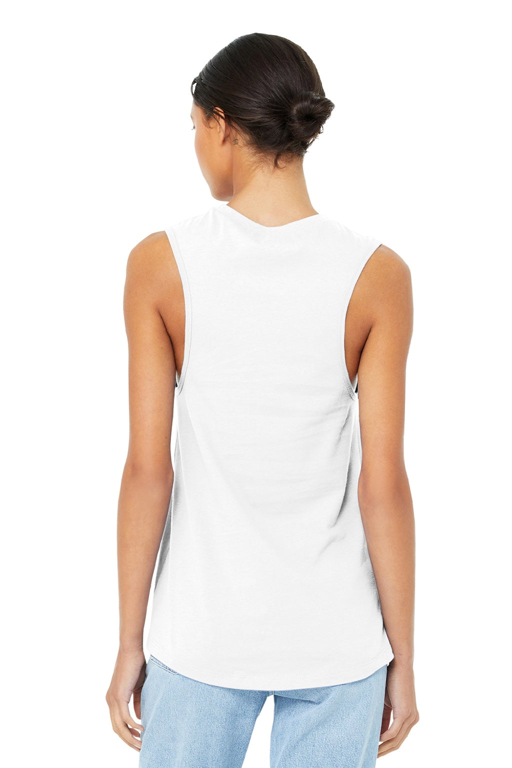 Bella + Canvas BC6003/6003 Womens Jersey Muscle Tank Top White Model Back