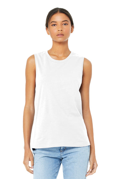 Bella + Canvas BC6003/6003 Womens Jersey Muscle Tank Top White Model Front