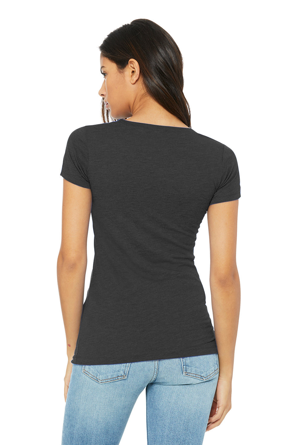 Bella + Canvas BC6004/6004 Womens The Favorite Short Sleeve Crewneck T-Shirt Asphalt Grey Model Back