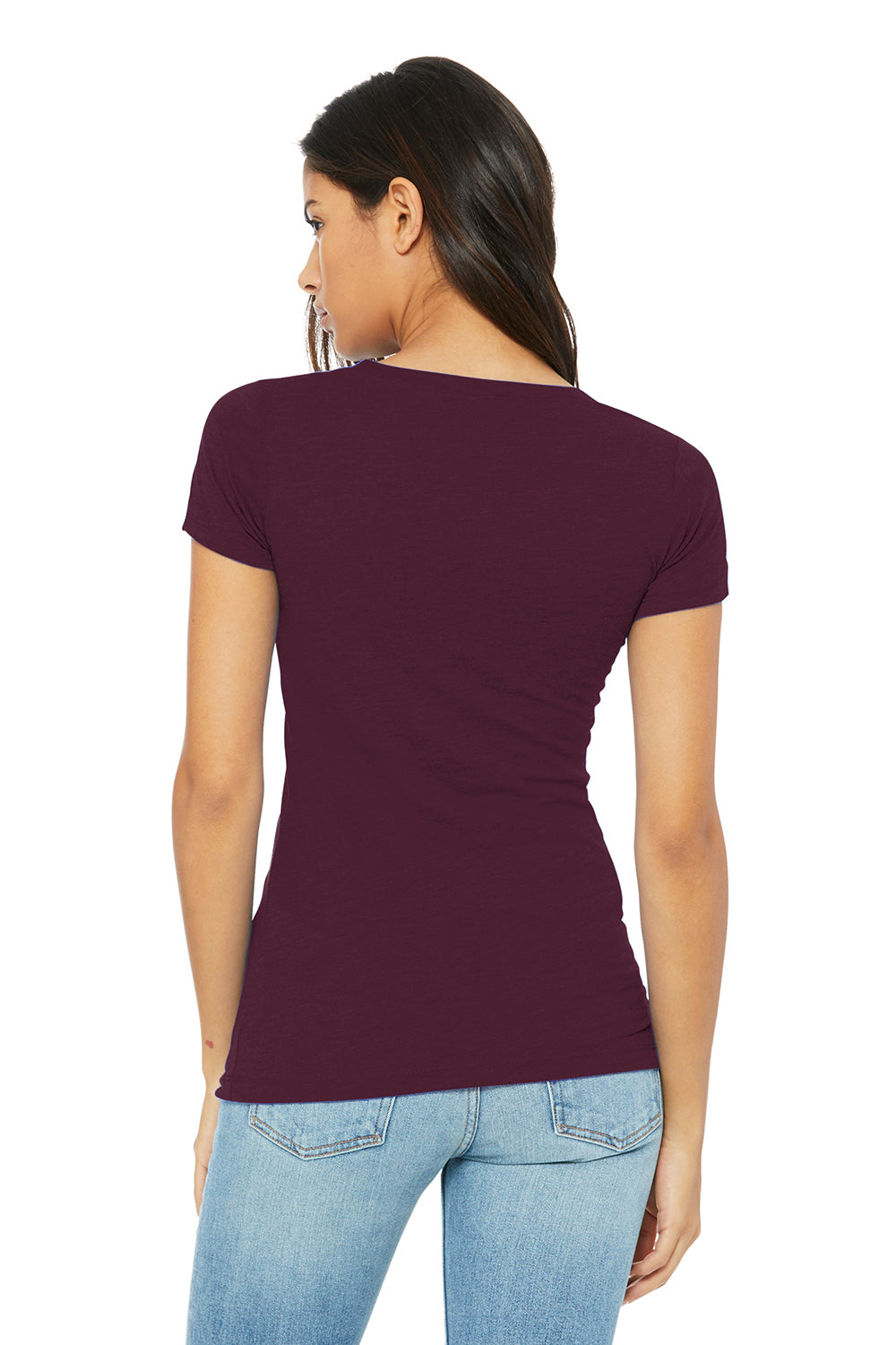 Bella + Canvas BC6004/6004 Womens The Favorite Short Sleeve Crewneck T-Shirt Maroon Model Back