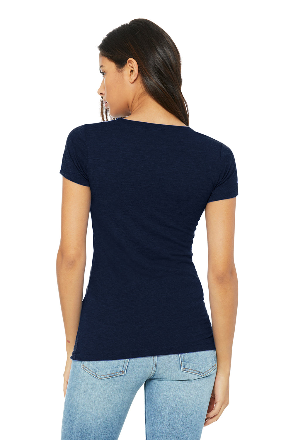Bella + Canvas BC6004/6004 Womens The Favorite Short Sleeve Crewneck T-Shirt Navy Blue Model Back
