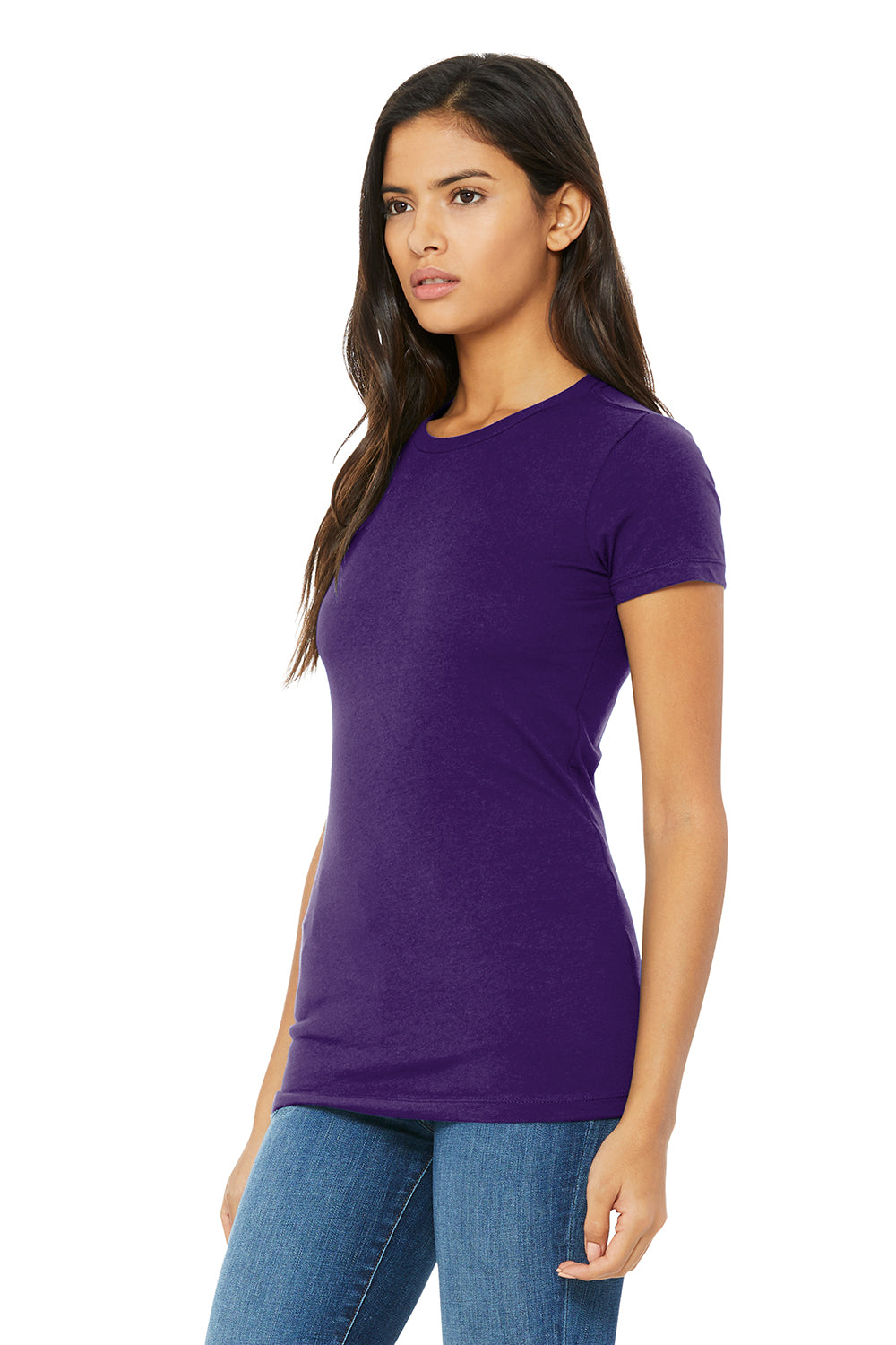 Bella + Canvas BC6004/6004 Womens The Favorite Short Sleeve Crewneck T-Shirt Team Purple Model 3Q