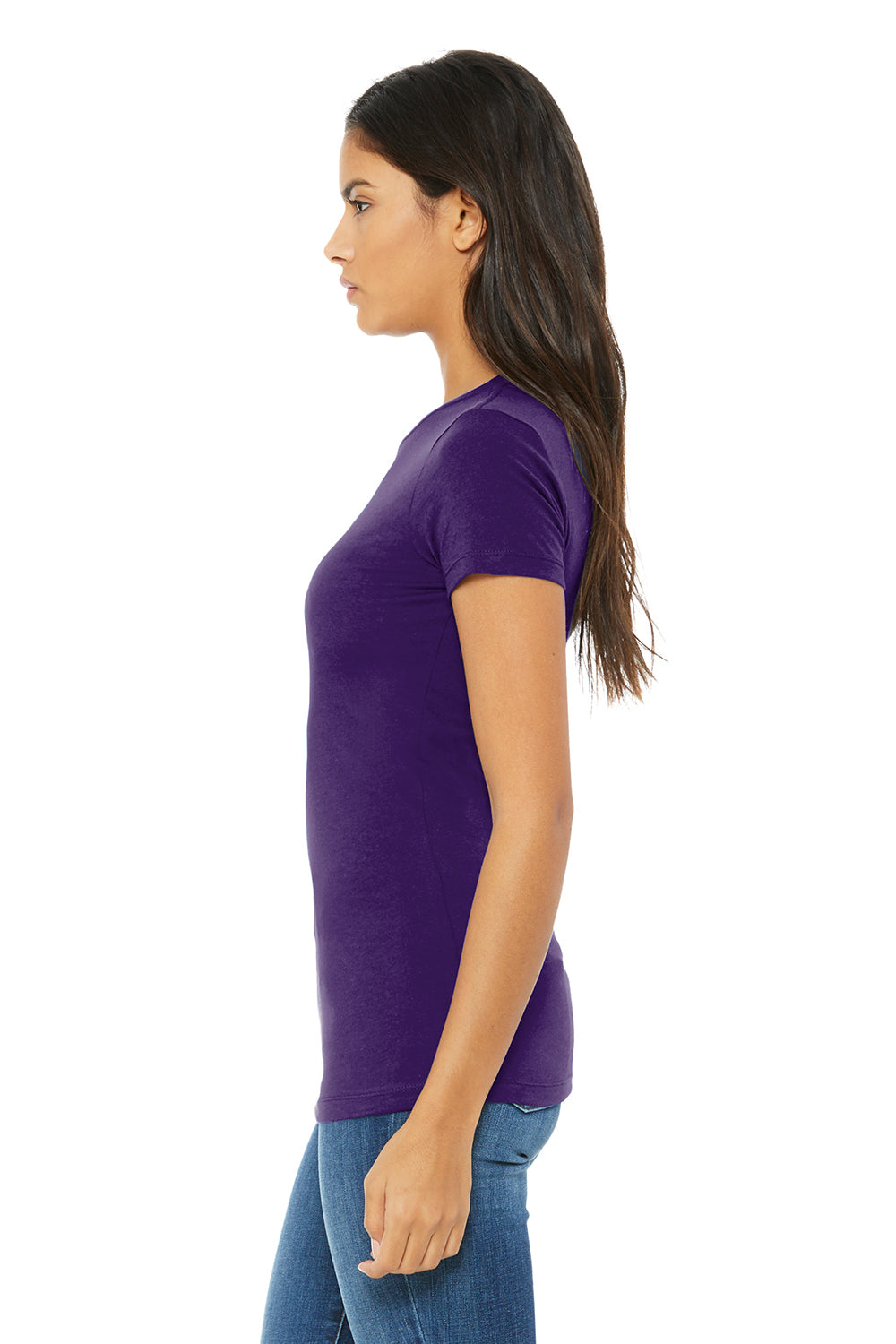 Bella + Canvas BC6004/6004 Womens The Favorite Short Sleeve Crewneck T-Shirt Team Purple Model Side