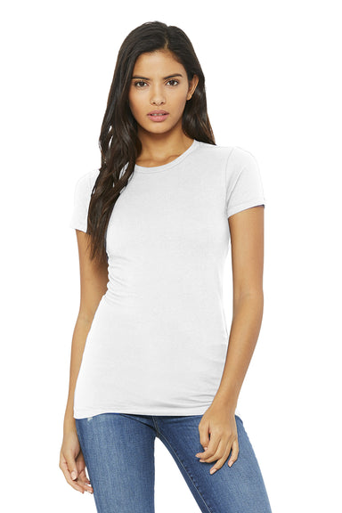 Bella + Canvas BC6004/6004 Womens The Favorite Short Sleeve Crewneck T-Shirt White Model Front
