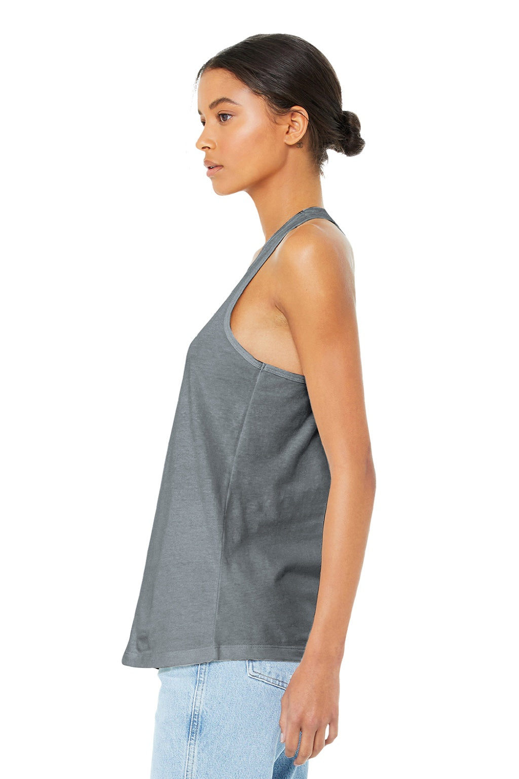 Bella + Canvas BC6008/6008 Womens Jersey Tank Top Heather Grey Model Side