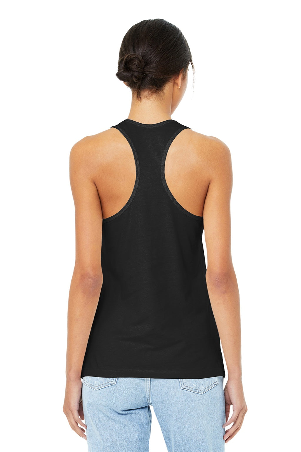 Bella + Canvas BC6008/6008 Womens Jersey Tank Top Black Model Back