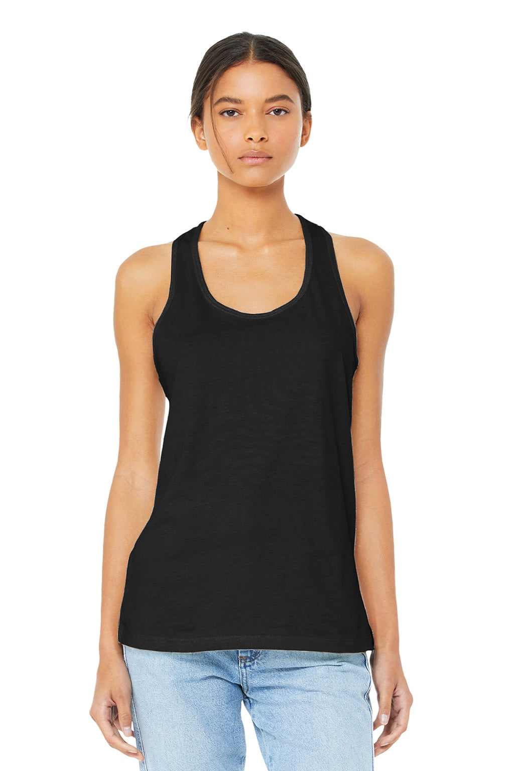 Bella + Canvas BC6008/6008 Womens Jersey Tank Top Black Model Front